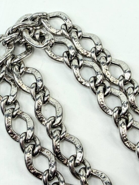 Vintage Sterling Silver Hammered Link Chain Necklace - Etsy Vintage Heavy Sterling Silver Hammered Link Necklace 20” Italy JR1554